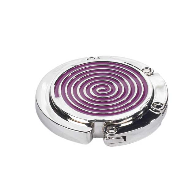 Accroche-sacs pliable coloris argent/violet accessoire Diamètre replié 4,5 cm