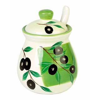 Jar with spoon olive design