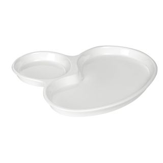 Dish porcelain white with 2 compartments