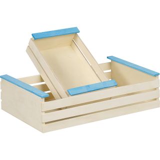 Tray wood rectangular blue nature color
