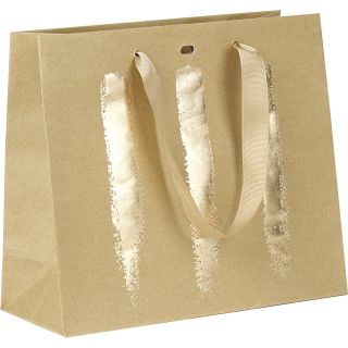 Bag paper kraft/gold ribbon handles eyelet