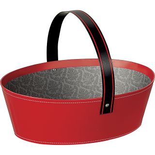 Basket cardboard oval foldable handle/red and black 