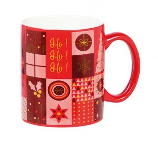 Mug ceramic CHRISTMAS MOSAIC red