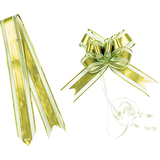 Pull up ribbon bow bright green - pack of 10 pieces