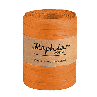 Raphia papier coloris orange bobine 