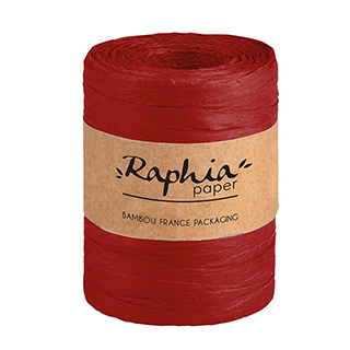 Raphia papier coloris rouge bobine de 0,7x200m