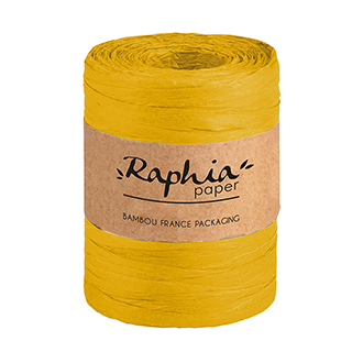 Raffia ribbon colour yellow 0,7x200m roll
