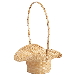 Basket bamboo natural fixed handle