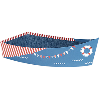 Corbeille carton forme barque dcor Bord de mer