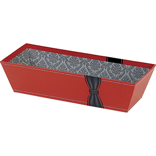 Tray cardboard rectangular red/black bow 