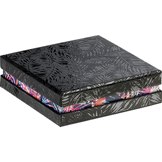 Box cardboard square chocolates 3 rows black/UV printing/tropical