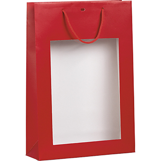 Bag paper 3 bottles red PVC window cord handles eyelet divider