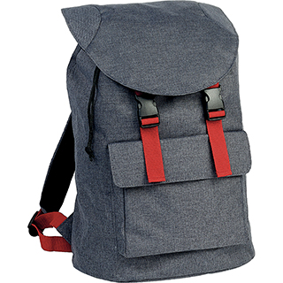 Backpack rectangular dark/grey/red 3 pockets adjustable handles 19L 