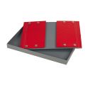 Red & grey rectangular giftbox with 8 press studs - delivered flat