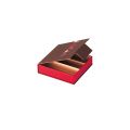 Square brown and orange sweet box with 3 separation insert and magnetic lid