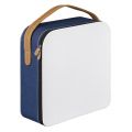 White imitation leather and jean fabric briefcase,imitation leather handle, zipper