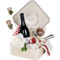 "La Bote  Fromages" square gift box with round corners / cream wood design