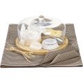 Round bamboo wood cheese platter / glass bell