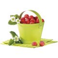 Round cardboard basket with retractable handle / lime green