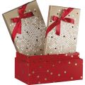 Rectangular gift box / red and gold with red bow