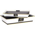 "Gourmet" Rectangular cardboard tray / white and black with gold hotstamping