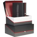 " Savoureux" rectangular cardboard gift box / grey, white and red