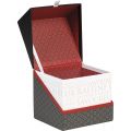 " Savoureux" cube cardboard gift box / grey, white and red