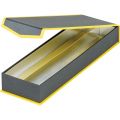 Rectangular 2 row chocolate box with magnetic lid / grey and yellow