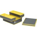 Coffret carton rectangle 3 compartiments gris/motifs jaunes