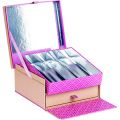 Box cardboard square chocolates double layer with drawer/ kraft and pink 2x4 rows
