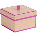 Square double layer 3 row chocolate box / kraft and pink