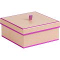 Square double layer 4 row chocolate box / kraft and pink