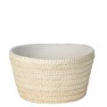 Basket corn and cotton round braided natural/white colour cotton handles