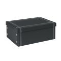 Black rectangular giftbox with white stitching & 8 press studs - delivered flat