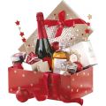 Rectangular gift box / red and gold with red bow