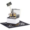 "Gourmet" Cube cardboard gift box / white and black with gold hotstamping