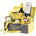 Rectangular cardboard gift box with magnetic flap / grey and yellow