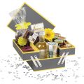 Rectangular 3 layer giftbox with metal hinges/ grey and yellow 