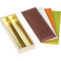 Coffret bois rectangle chocolats 2 ranges couvercle simili cuir orange