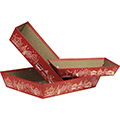 Corbeille carton rectangle BONNES FETES rouge/dorure  chaud or 