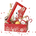 Box cardboard rectangular MERRY CHRISTMAS red/gold hot foil stamping PET window