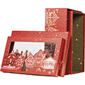Coffret carton rectangle BONNES FETES rouge/dorure  chaud or fentre PET  