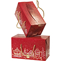 Coffret carton rectangle Bonnes Ftes rouge/dorure  chaud cordelettes or ferm. latrales Livr  plat