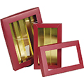 Box cardboard rectangular chocolates 5 rows red/int gold PET window