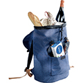 Backpack rectangular denim/brown 3 pockets adjustable handles 19L 