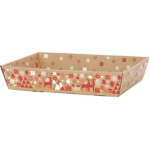 Corbeille carton kraft rectangle NORDIK rouge/blanc...