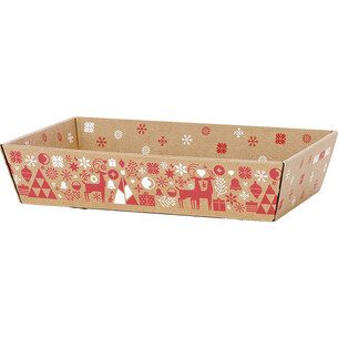 Corbeille carton kraft rectangle NORDIK rouge/blanc...
