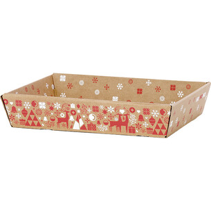Tray cardboard kraft rectangular NORDIK red/white...