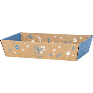 Corbeille carton kraft rectangle HIVER EN FETES...