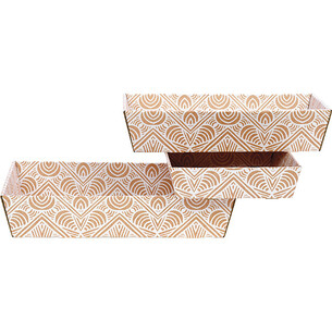 Corbeille carton kraft rectangle BOHO blanc livrée à plat... 2